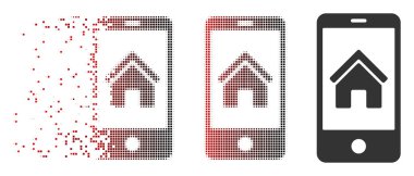 Piksel yarı ton Smartphone ana simgesi dağılmakta