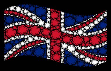 Su havuzu simgeler paterni İngiliz bayrağı sallayarak