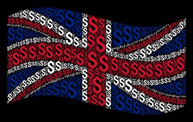 Büyük Britanya bayrağı mozaik Doları öğelerin sallayarak