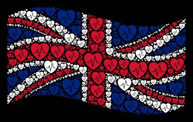 İngiltere bayrak kolaj Kardiyoloji simgelerin sallayarak