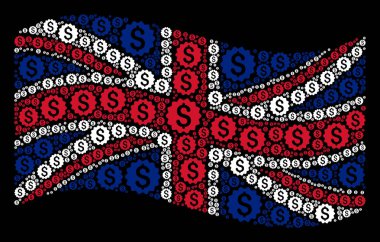 Finansal ödül mühür öğeleri paterni İngiliz bayrağı sallayarak