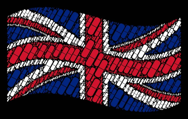 Agitant Royaume-Uni Drapeau Mosaïque de pilules Articles — Image vectorielle