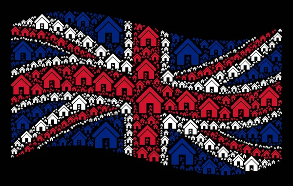挥舞着大不列颠国旗拼贴的家庭偶像 — 图库矢量图片