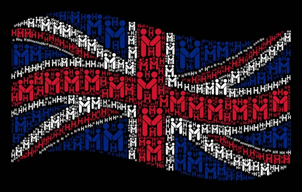 흔드는 사람 악수 아이콘의 영국 국기 패턴 — 스톡 벡터