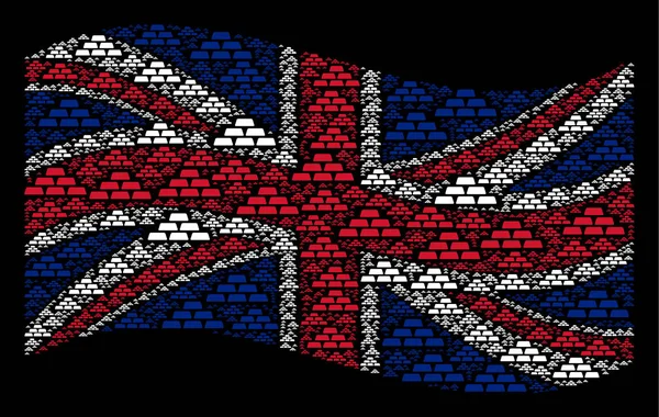 Κυματίζει η βρετανική σημαία μωσαϊκό από τούβλα θησαυρό στοιχείων — Διανυσματικό Αρχείο