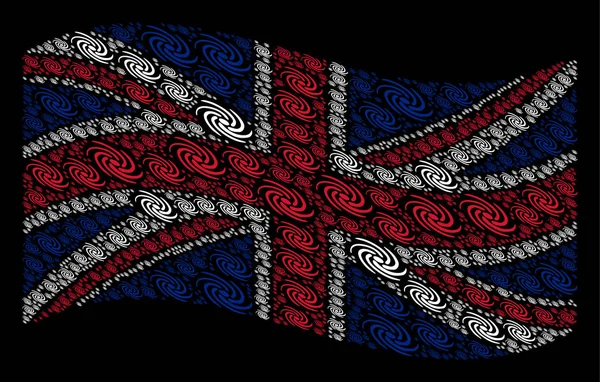 Schwenken große britische Flagge Mosaik von Galaxiengegenständen — Stockvektor