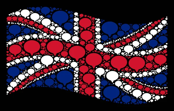 挥舞着英国国旗拼贴的提示图标 — 图库矢量图片