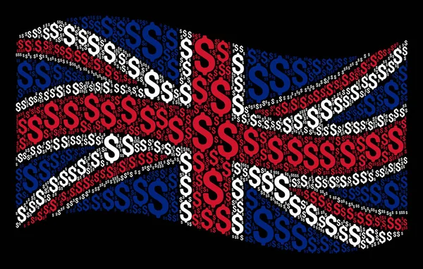 Büyük Britanya bayrağı mozaik Doları öğelerin sallayarak