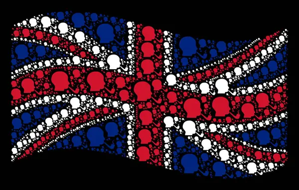 Mává britská vlajka vzor kouření detektivní ikon — Stockový vektor