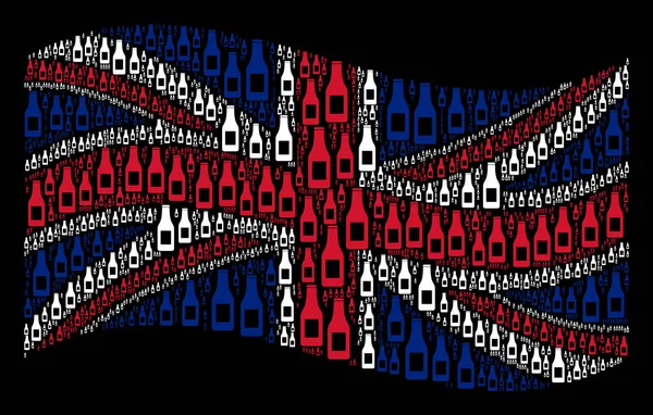 挥舞英国国旗图案的啤酒瓶项目 — 图库矢量图片