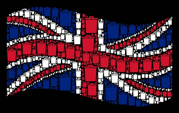 挥舞着英国国旗图案的垃圾桶项目 — 图库矢量图片