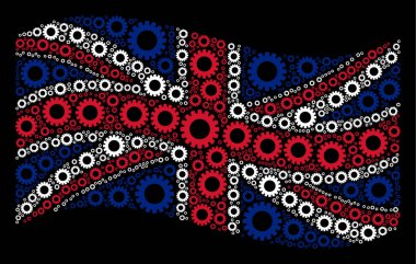 Büyük Britanya bayrağı mozaik dişli öğelerin sallayarak