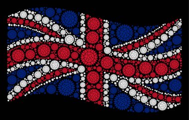 İngiliz bayrağı kolaj ayçiçeği simgelerin sallayarak