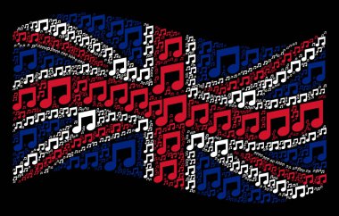 İngiltere bayrak kolaj müzik simgeleri sallayarak