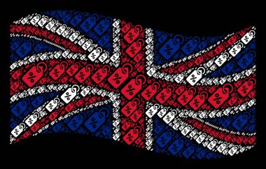 İndirim etiket öğelerini paterni sallayarak İngiliz bayrağı