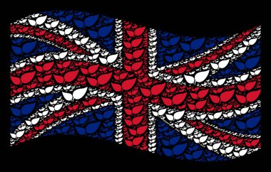 İngiltere bayrak mozaik çiçek yaprakları simgelerin sallayarak