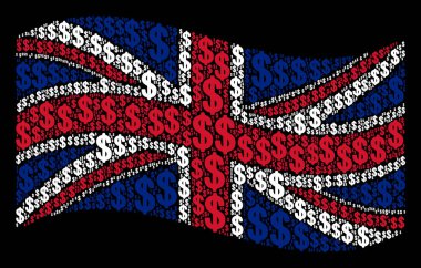 İngiltere bayrak mozaik doları öğelerin sallayarak