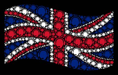 İngiltere bayrak mozaik operatör kafa simgelerin sallayarak