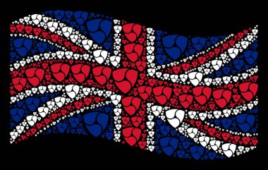 Büyük Britanya bayrağı kolaj Nem öğelerin sallayarak