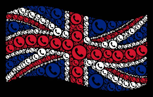 Waving UK Flag Mosaic of Phone Number Items