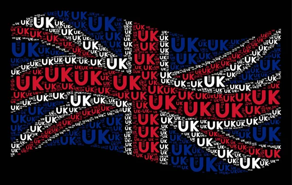 Modèle de drapeau britannique agitant des éléments de texte britanniques — Image vectorielle
