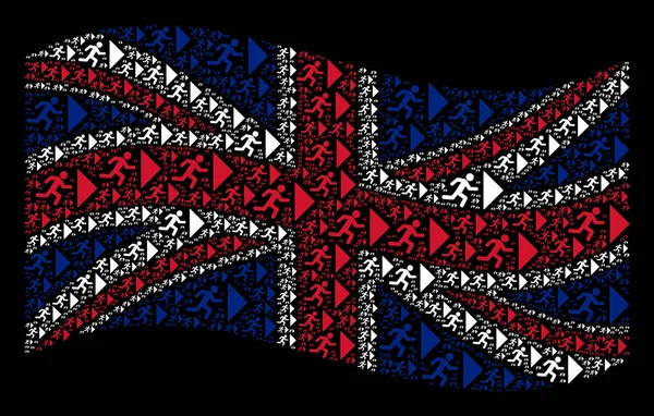 Schwenken große britische Flagge Muster der Ausfahrt Richtung Symbole — Stockvektor