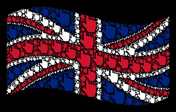 Schwenkt die Flagge des Vereinigten Königreichs Mosaik aus Zeigefingern — Stockvektor