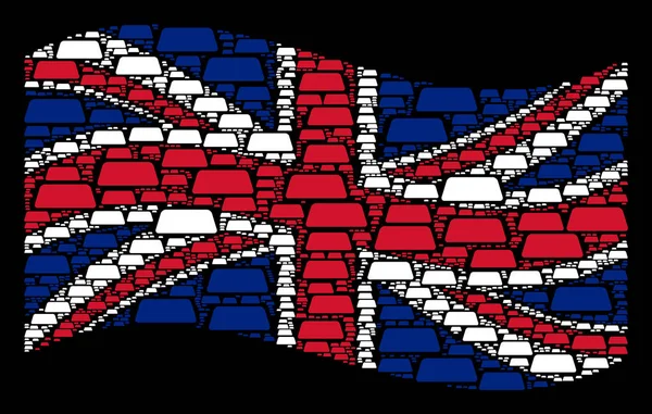 Macha kolaż Flaga Wielkiej Brytanii skarb Cegła ikon — Wektor stockowy