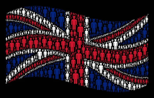 Drapeau britannique agitant Mosaïque d'icônes Daemon — Image vectorielle