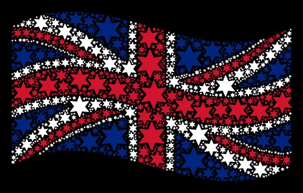 Schwenken britische Flagge Muster von Feuerwerkskörpern — Stockvektor