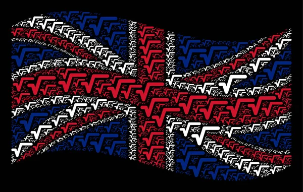 Ondeando patrón de bandera del Reino Unido de iconos cuadrados — Vector de stock