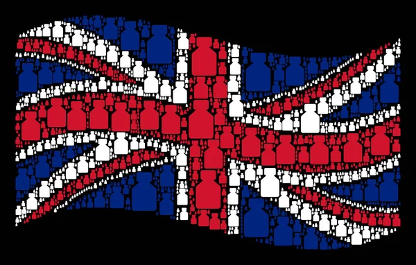 Macha flagi brytyjskiej kolaż Pojemnik płynu elementów — Wektor stockowy