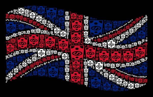 Acenando Bandeira do Reino Unido Colagem de Dólar Artigos de Notas —  Vetores de Stock