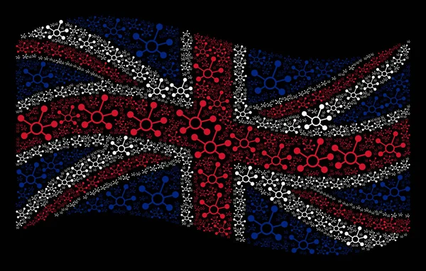 Mává Velká Británie vlajka mozaika připojení propojení položek — Stockový vektor