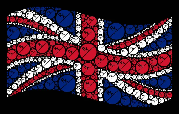Mává britská vlajka koláž lékárna Tablet ikon — Stockový vektor