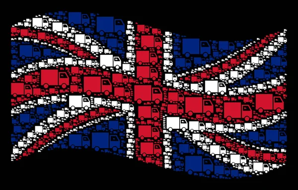 Agitant le drapeau du Royaume-Uni Collage des articles de fourgon d'expédition — Image vectorielle