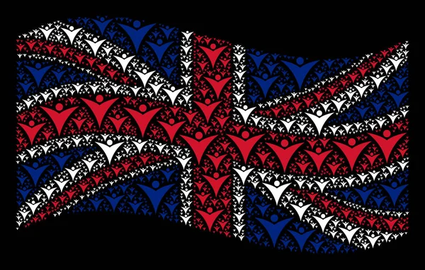 Agitant Royaume-Uni Drapeau Mosaïque de Futuristic Man Articles — Image vectorielle