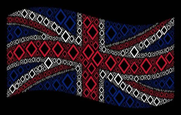Sventolando Gran Bretagna Bandiera Modello di Icone di rombo contorno — Vettoriale Stock