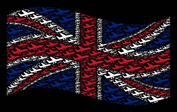 Sventolando Gran Bretagna Bandiera Modello di Aiplane Articoli — Vettoriale Stock