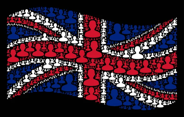 Waving British Flag Mosaic of User Items — Stock Vector
