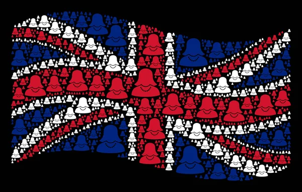 Ondeando patrón de bandera de Reino Unido de artículos femeninos — Vector de stock