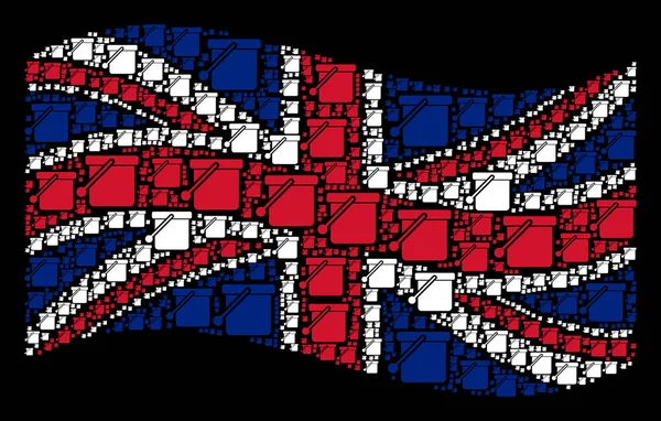 Macha flagi brytyjskiej mozaikę ikon wiadro — Wektor stockowy