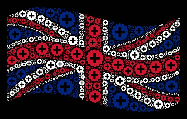 Acenando Bandeira britânica Mosaic of Create Icons —  Vetores de Stock