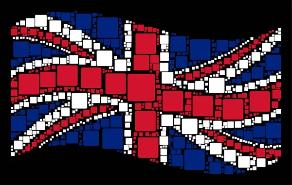 Integetett az Egyesült Királyság lobogója kollázs a kitöltött, négyzet alakú ikont — Stock Vector