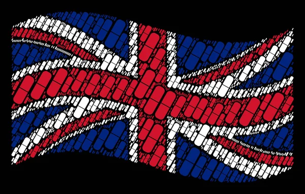 Κουνώντας μοτίβο σημαία Ηνωμένου Βασιλείου ειδών ιατρικής κάψουλα — Διανυσματικό Αρχείο