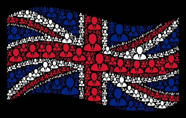 挥舞着英国国旗图案的经理项目 — 图库矢量图片