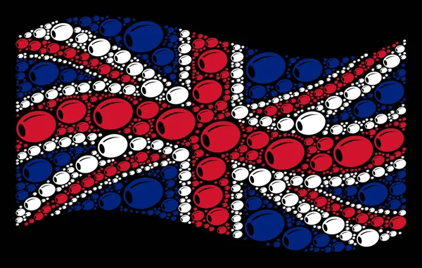 올리브 항목의 영국 국기 패턴을 흔들며 — 스톡 벡터