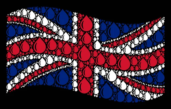 흔들며 영국 깃발 드롭 아이콘의 패턴 — 스톡 벡터