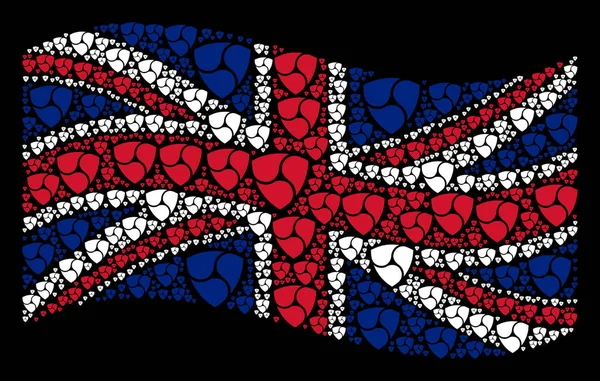 Büyük Britanya bayrağı kolaj Nem öğelerin sallayarak