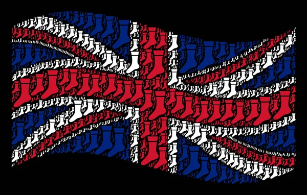 Acenando com a bandeira da Grã-Bretanha Colagem de ícones de meia — Vetor de Stock